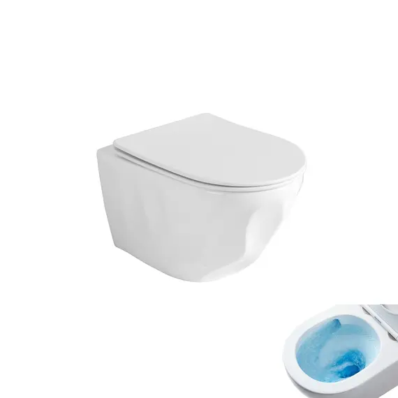 Безободковый подвесной унитаз белый микролифт дюропласт Торнадо Gid Tr2196TFX