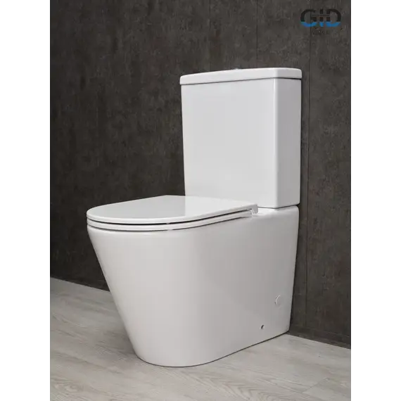 Напольный унитаз белый безободковый микролифт дюропласт Gid Tn2189 (+GEBERIT)