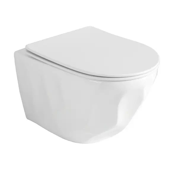 Безободковый подвесной унитаз белый микролифт дюропласт Торнадо Gid Tr2196TFX