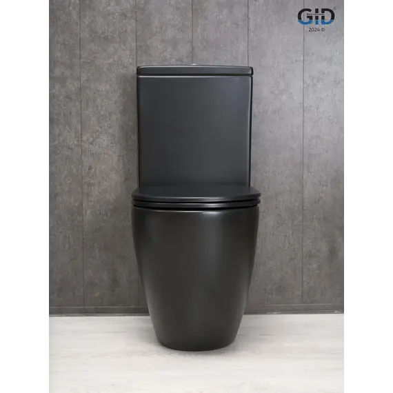 Напольный унитаз черный матовый безободковый микролифт дюропласт Gid Tn2188Bm (+GEBERIT)