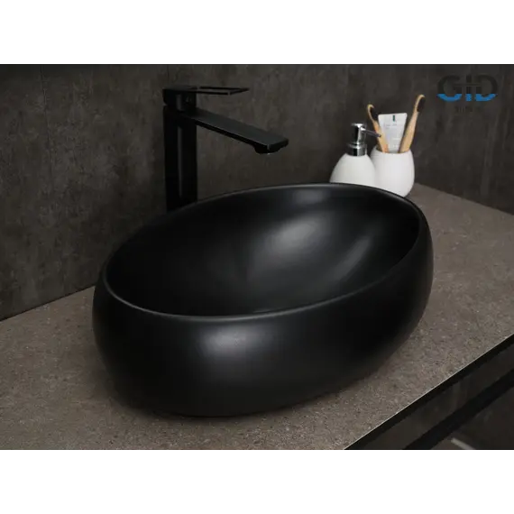 Накладная черная матовая раковина для ванной Gid Bm9030b