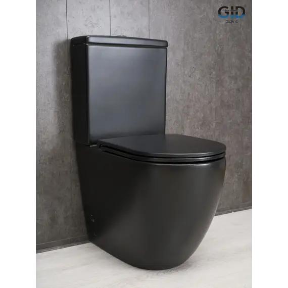 Напольный унитаз черный матовый безободковый микролифт дюропласт Gid Tn2188Bm (+GEBERIT)