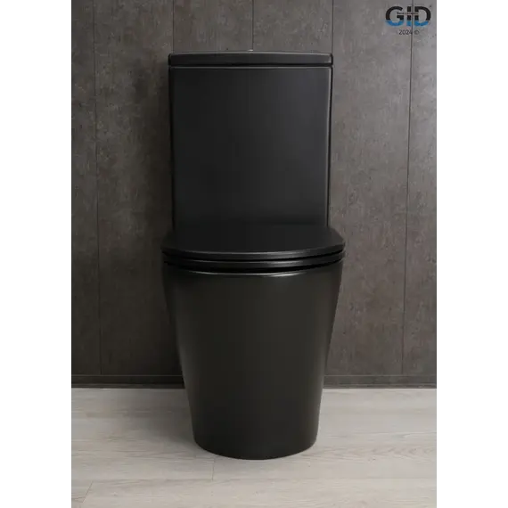 Напольный унитаз черный матовый безободковый микролифт дюропласт Gid Tn2189Bm (+GEBERIT)