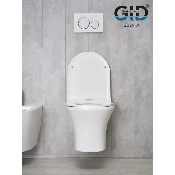 Безободковый подвесной унитаз микролифт дюропласт Gid Tr2101