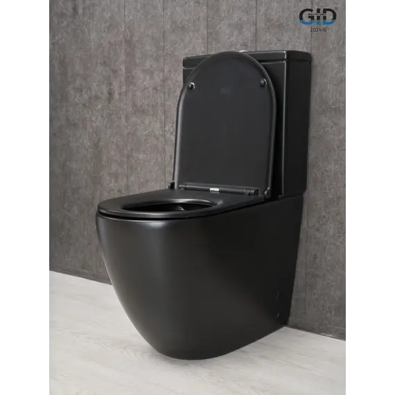 Напольный унитаз черный матовый безободковый микролифт дюропласт Gid Tn2188Bm (+GEBERIT)
