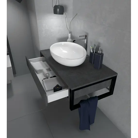 Тумба подвесная 1Marka GRUNGE LOFT бетон темный