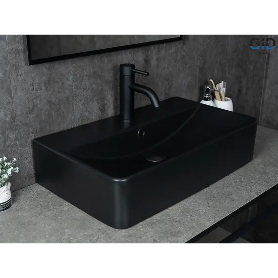 Накладная черная матовая раковина для ванной Gid Bm1344