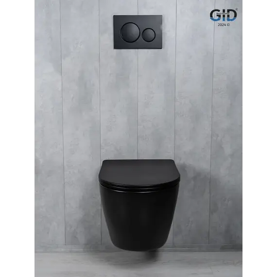 Безободковый подвесной унитаз черный матовый микролифт дюропласт Торнадо Gid Tr2122TF-Bm