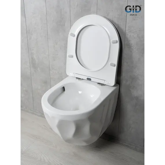 Безободковый подвесной унитаз белый микролифт дюропласт Торнадо Gid Tr2196TFX
