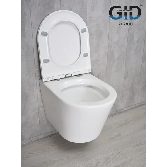 Безободковый подвесной унитаз микролифт дюропласт Gid Tr2130