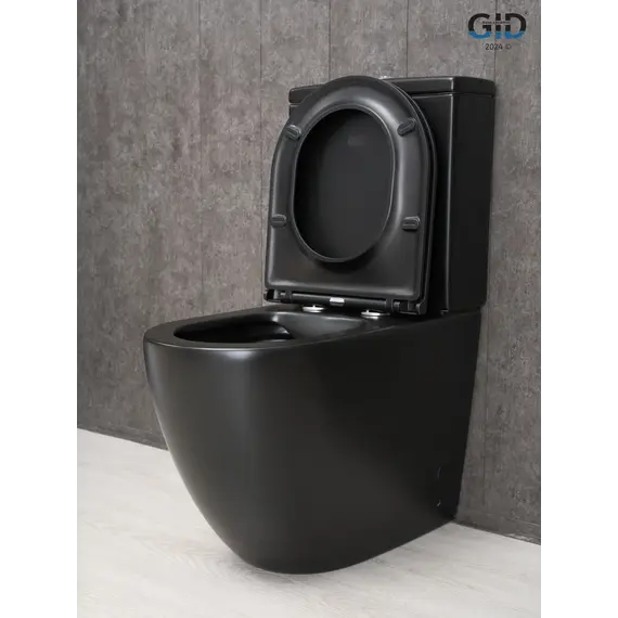Напольный унитаз черный матовый безободковый микролифт дюропласт Gid Tn2188Bm (+GEBERIT)