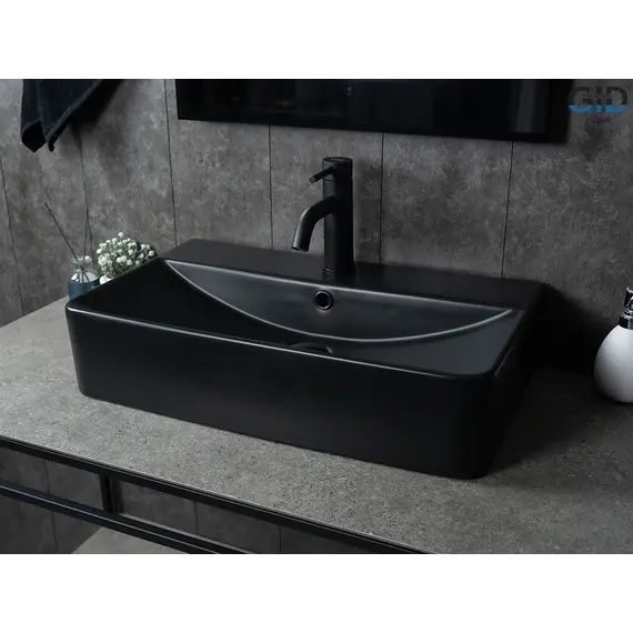 Накладная черная матовая раковина для ванной Gid Bm1344