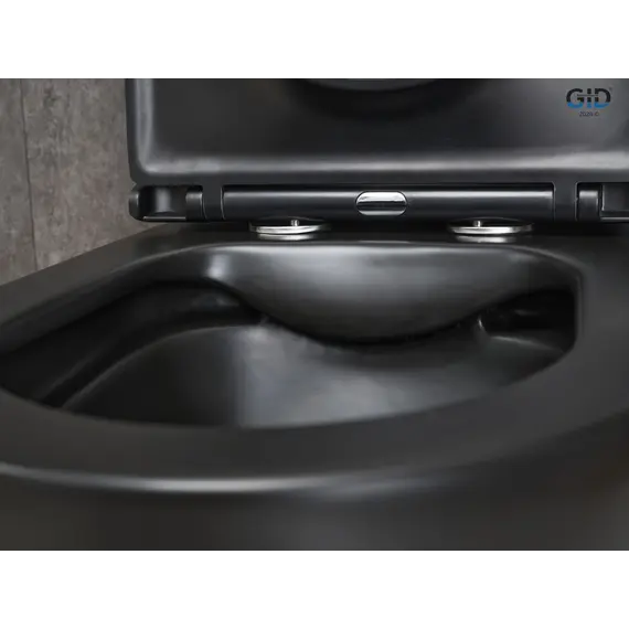 Напольный унитаз черный матовый безободковый микролифт дюропласт Gid Tn2188Bm (+GEBERIT)