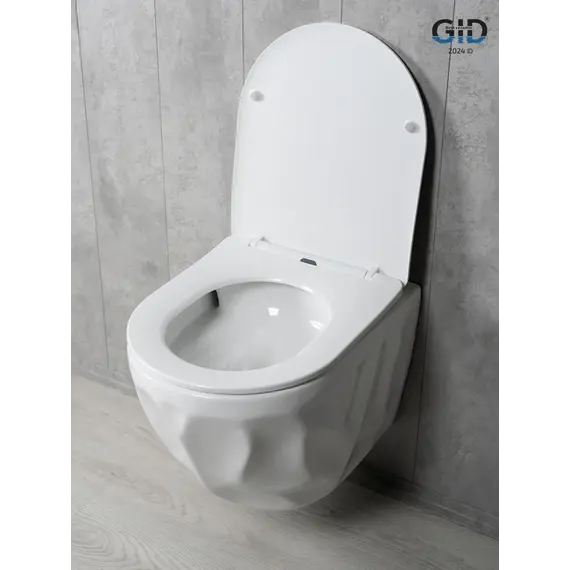 Безободковый подвесной унитаз белый микролифт дюропласт Торнадо Gid Tr2196TFX