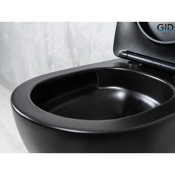 Безободковый подвесной унитаз черный матовый микролифт дюропласт Торнадо Gid Tr2122TF-Bm