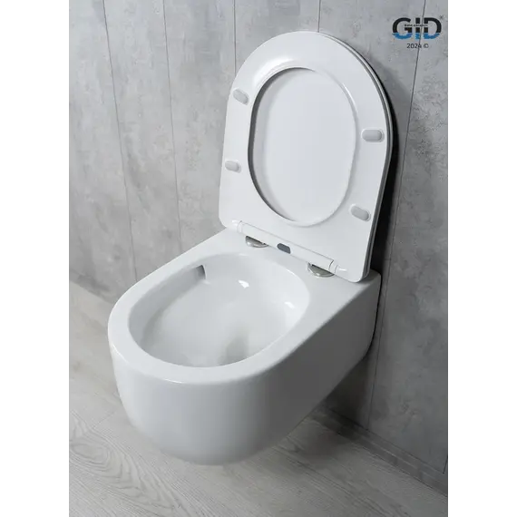Безободковый подвесной унитаз белый микролифт дюропласт Торнадо Gid Tr2133TF
