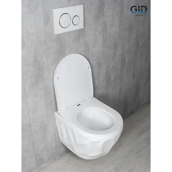Безободковый подвесной унитаз белый микролифт дюропласт Торнадо Gid Tr2196TFX