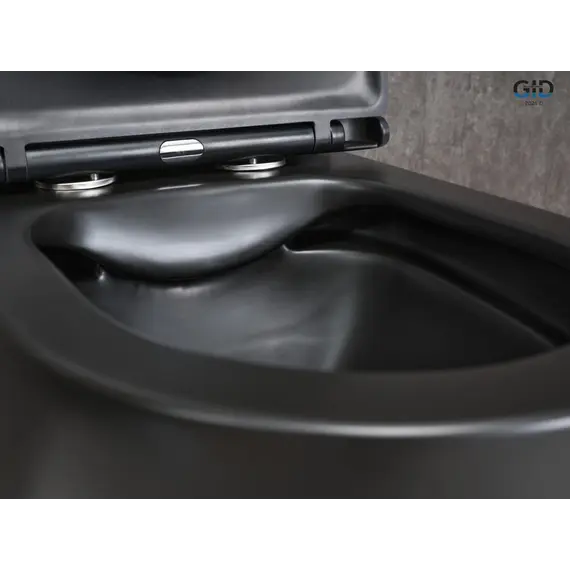 Напольный унитаз черный матовый безободковый микролифт дюропласт Gid Tn2188Bm (+GEBERIT)