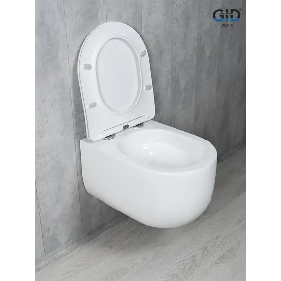 Безободковый подвесной унитаз белый микролифт дюропласт Торнадо Gid Tr2133TF