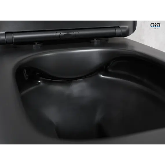 Безободковый подвесной унитаз микролифт дюропласт черный матовый Gid Tr2140Bm