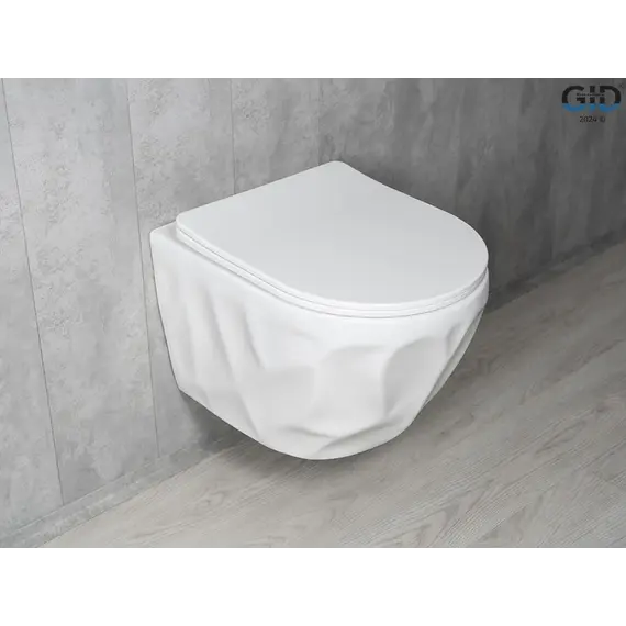 Безободковый подвесной унитаз белый микролифт дюропласт Торнадо Gid Tr2196TFX