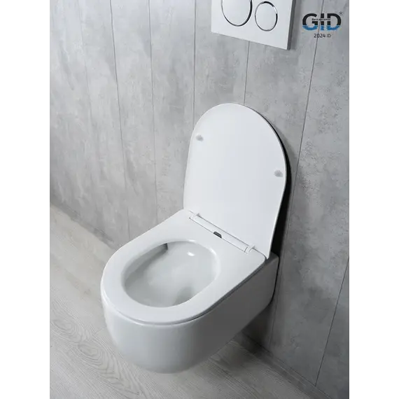 Безободковый подвесной унитаз белый микролифт дюропласт Торнадо Gid Tr2133TF