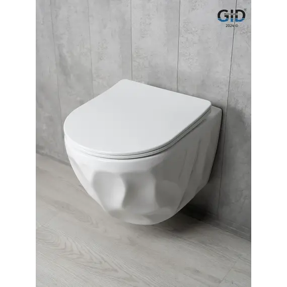 Безободковый подвесной унитаз белый микролифт дюропласт Торнадо Gid Tr2196TFX