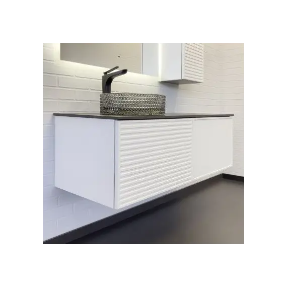 Тумба-умывальник Comforty Геленджик 120 белый матовый со столешницей мрамор Калакатта Блэк c раковиной Comforty