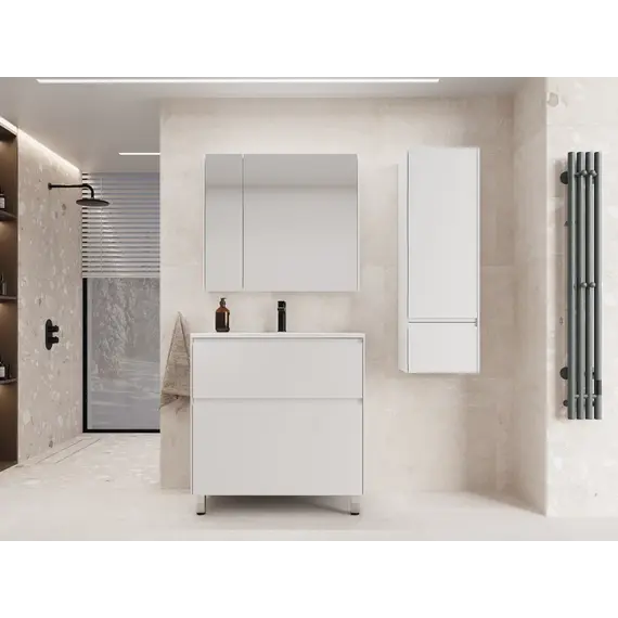 Зеркальный шкаф Style line "ЛИМА 80/100" эмаль, белый матовый