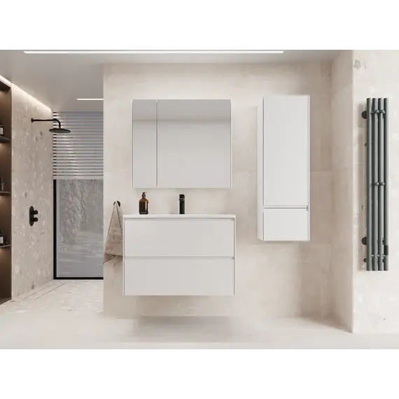 Зеркальный шкаф Style line "ЛИМА 80/100" эмаль, белый матовый