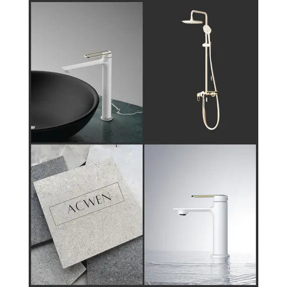 Смеситель для раковины ACWEN JL-11111MW белый/золото