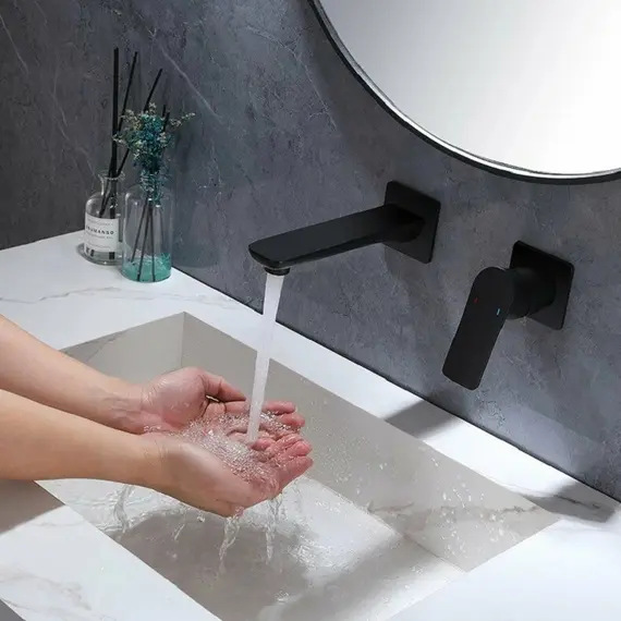 Смеситель для раковины скрытого монтажа ACWEN 6616B  черный матовый