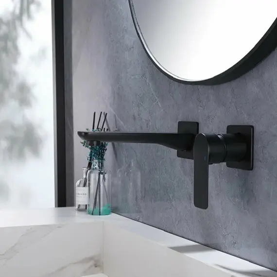 Смеситель для раковины скрытого монтажа ACWEN 6616B  черный матовый