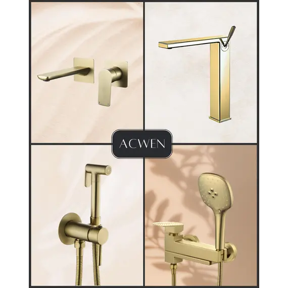 Смеситель для накладной раковины ACWEN 2331С матовое золото