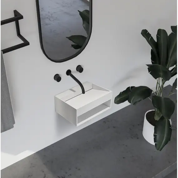 Тумба с раковиной ABBER Stein AS2645 подвесная, белая матовая