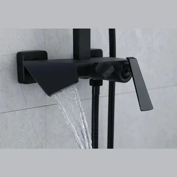 Душевая стойка ACWEN 1901В с изливом, черный матовый