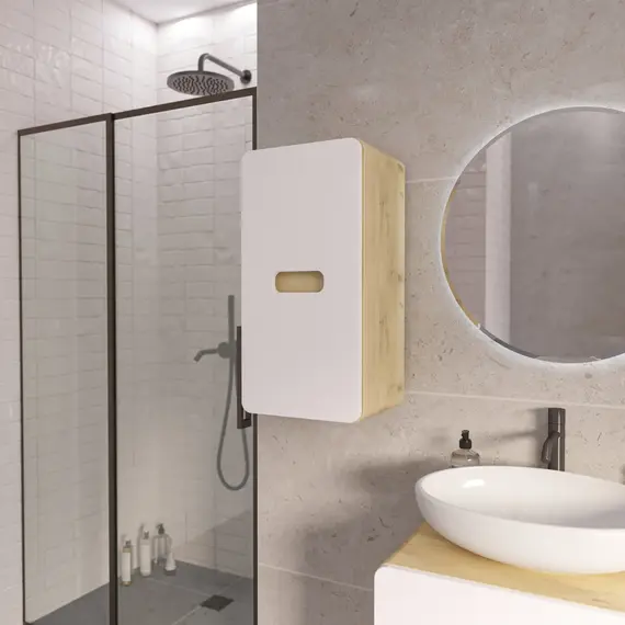 Пенал Vortex 700х350х300П 1д орех лучистый солнечный/супер айс белая