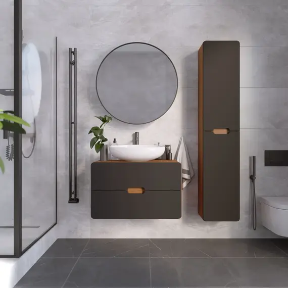 Тумба подвесная 1Marka Vortex  2я орех ноче тортона/монолит найт