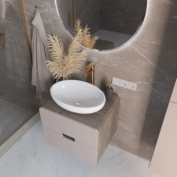 Тумба подвесная 1Marka Vortex  2я орех каньон коньяк/латте фактурный