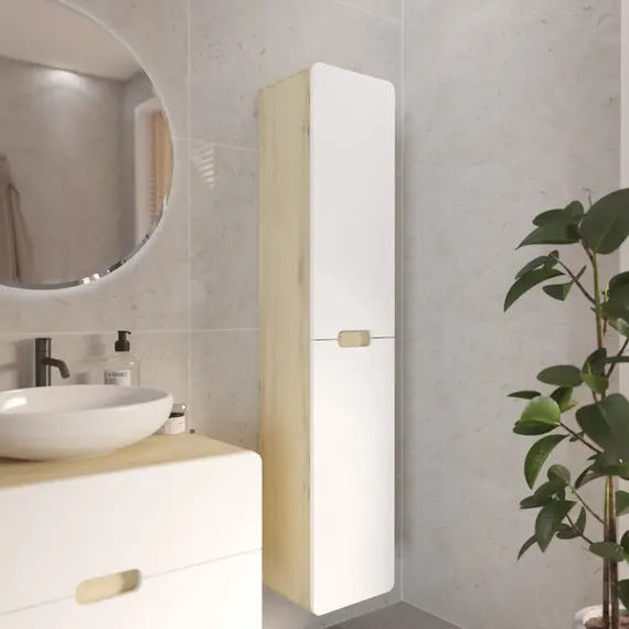 Пенал Vortex 1700х350х300П 2д орех лучистый солнечный/супер айс белая