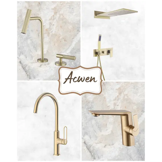 Смеситель для раковины ACWEN BN 063C матовое золото дизайнерский