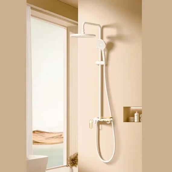 Душевая стойка ACWEN 17111MW белый/золото