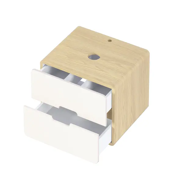 Тумба подвесная 1Marka  Vortex 2я орех лучистый солнечный/супер айс белая