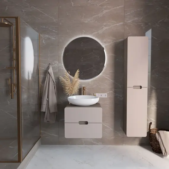 Тумба подвесная 1Marka Vortex  2я орех каньон коньяк/латте фактурный