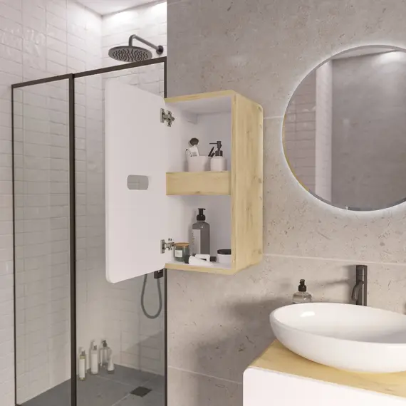 Пенал Vortex 700х350х300П 1д орех лучистый солнечный/супер айс белая