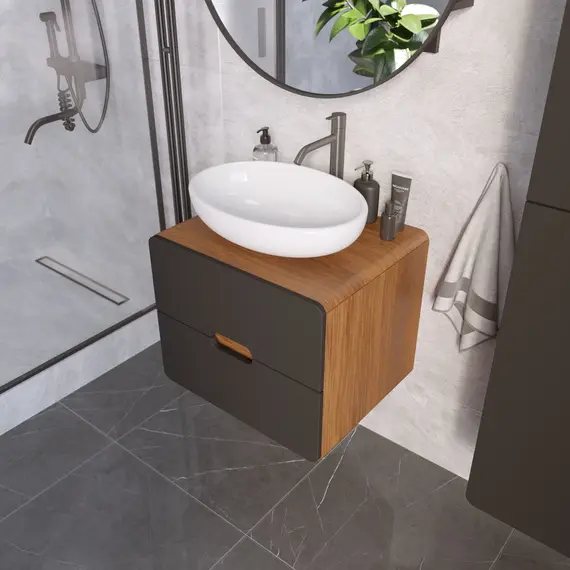 Тумба подвесная 1Marka Vortex  2я орех ноче тортона/монолит найт