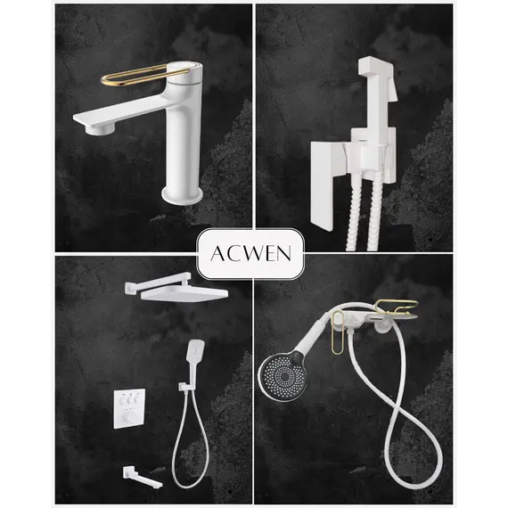 Душевая система без тропического душа ACWEN JL-13111MW  белый/золото