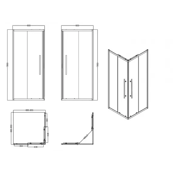 Ограждение душевое ESBANO ESF-90/100KV-GM