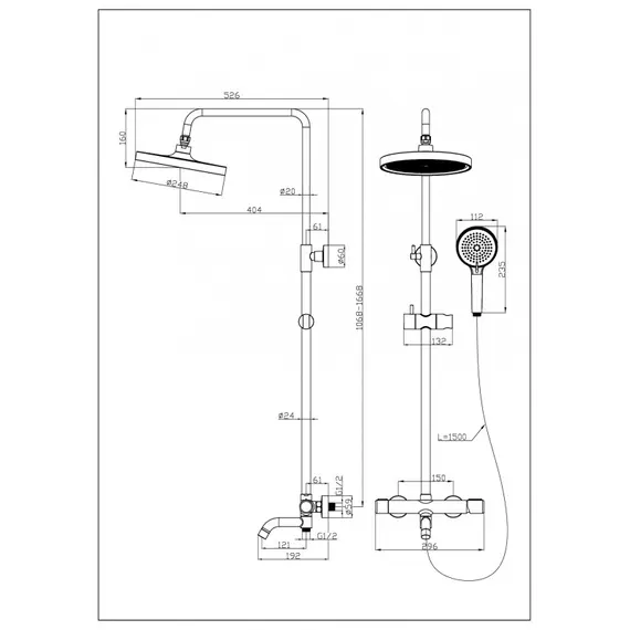 Душевая стойка ESBANO CELINE (DS-SG) брашированное золото