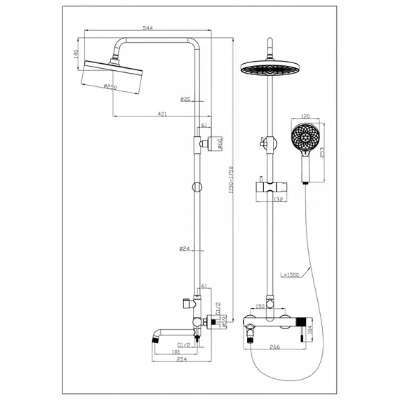 Душевая стойка  ESBANO DAISY (DS-XR) хром глянцевый